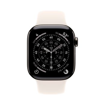 Apple Watch Series 11, 42 mm, Slate Titanium GPS+Cellular, Starlight Sport Band M/L
